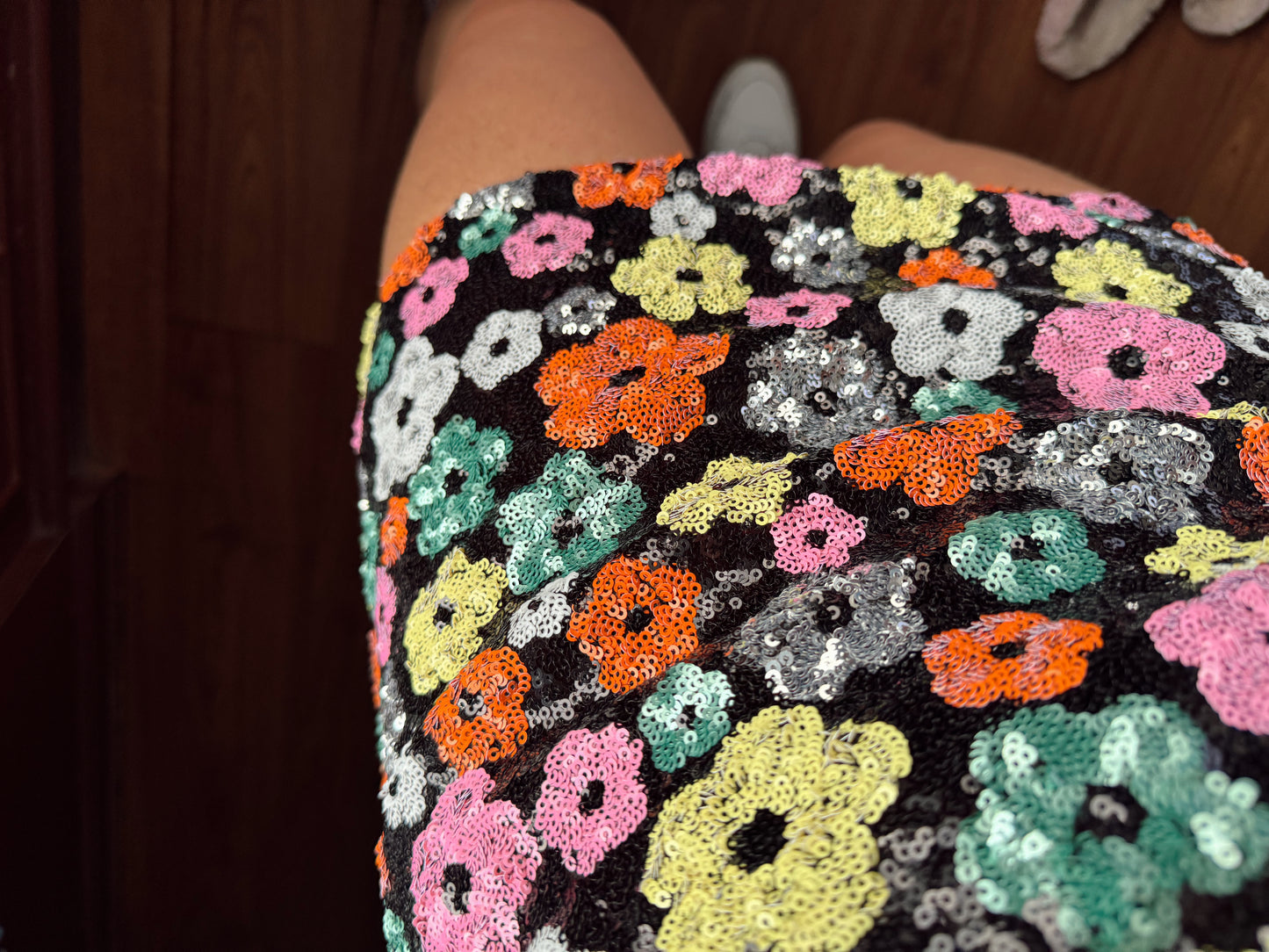 Floral Sequin Mini Skirt