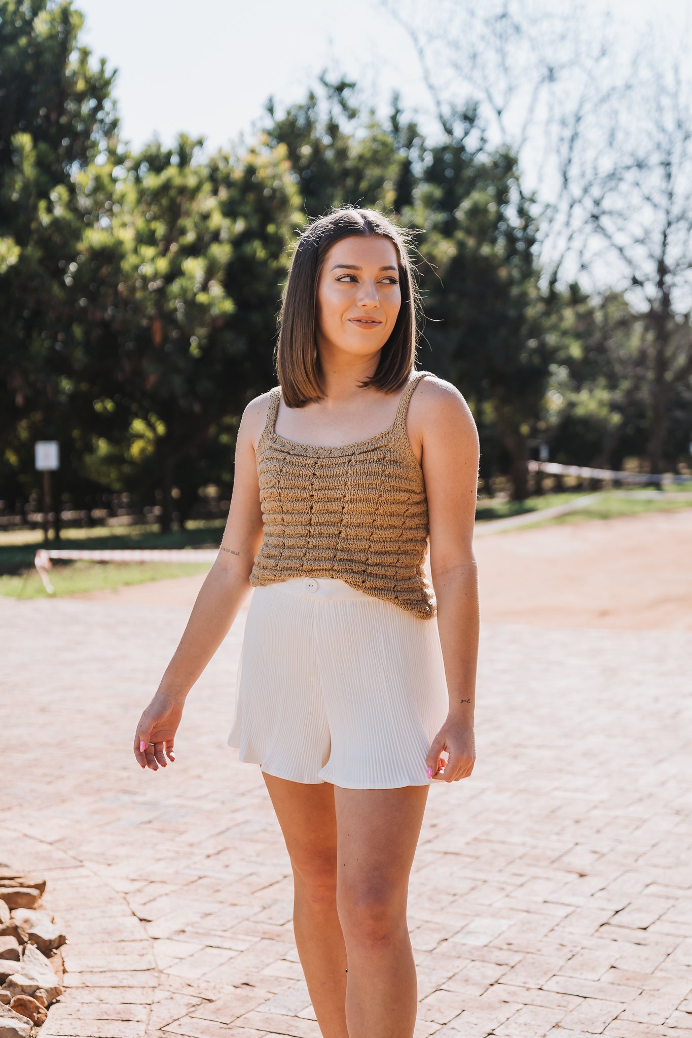 Bailee Crochet Top Stone