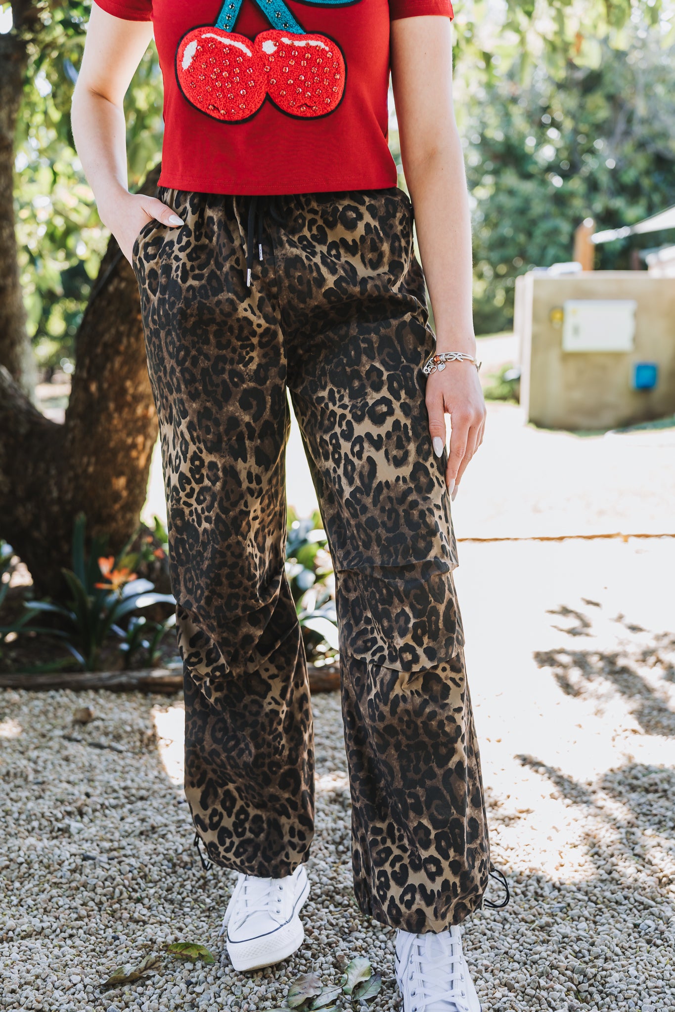 Cargo Pants Leopard Print Dark